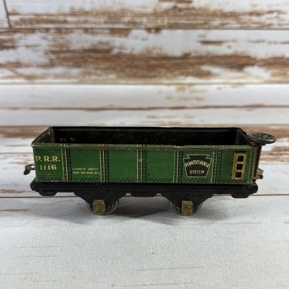 American Flyer Prewar O Gauge 1116 Green PRR Gondola - Picture 1 of 5